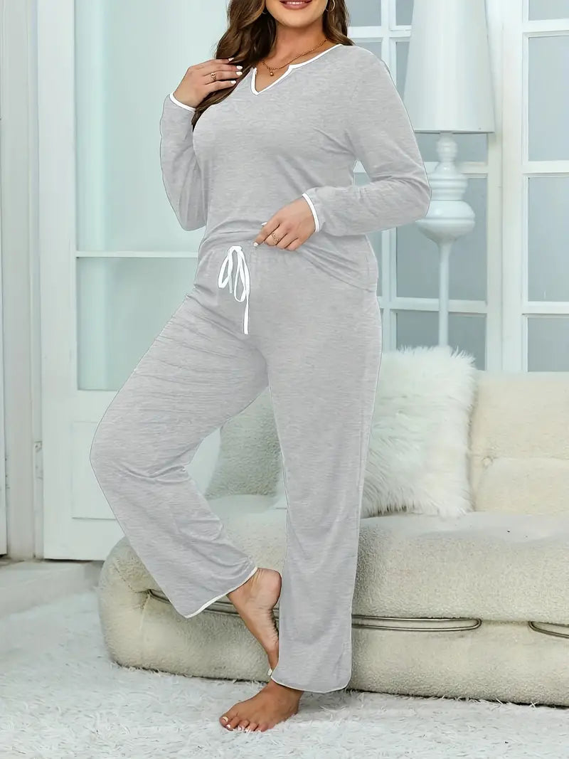 Pijama Feminino Manga Longa Plus Size - Flávia